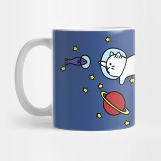 Galactic Adventurer Space Cat with Space Fish Mug